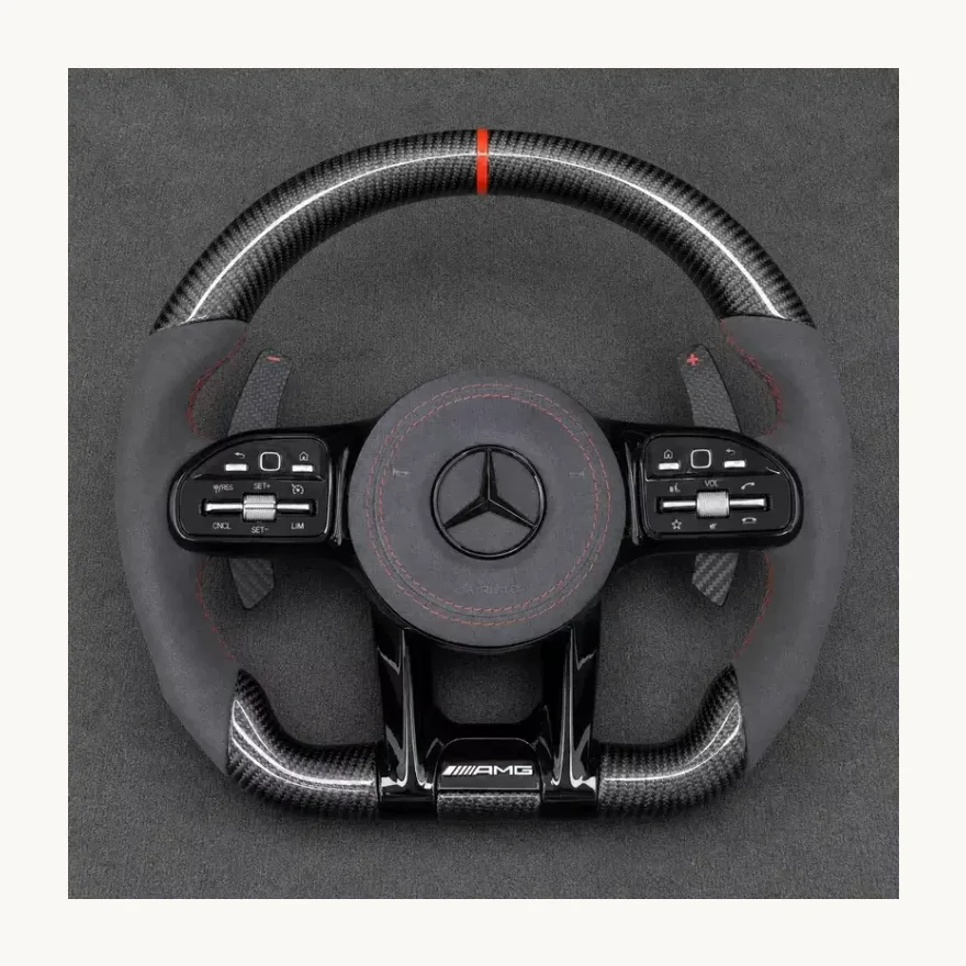 Mercedes A B C E S GLC GLE 2003 2026 W203 W206 W211 W214 Nappa Alcantara Custom Real Carbon Fiber LED AMG Wheel